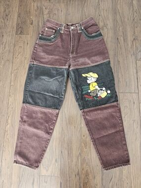 Vintage Daily Jeans Womens 13/14 Two-Tone Patchwork Embroidered Boy Baseball